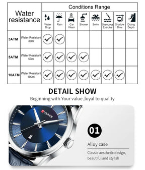 Relógio Masculino Curren  de Quartz pulseira de couro