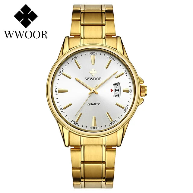 Relógios masculinos WWOOR Fashion, quartz à prova d'água.