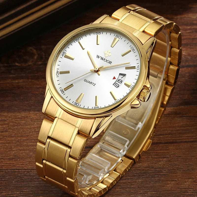 Relógios masculinos WWOOR Fashion, quartz à prova d'água.