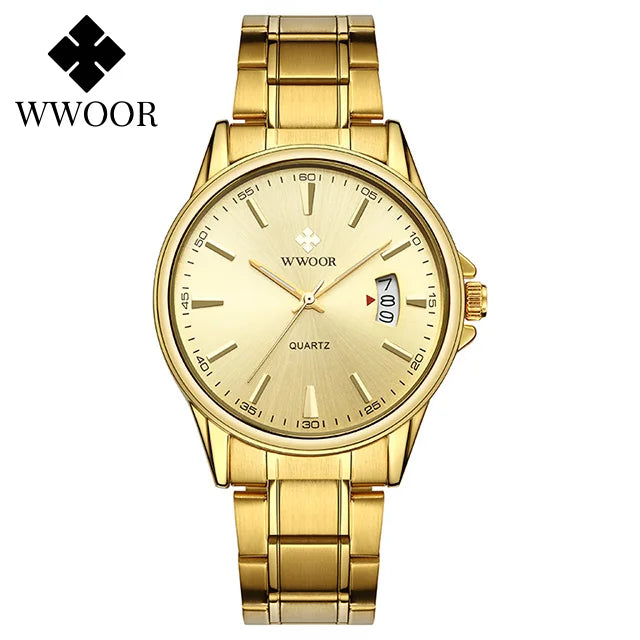 Relógios masculinos WWOOR Fashion, quartz à prova d'água.