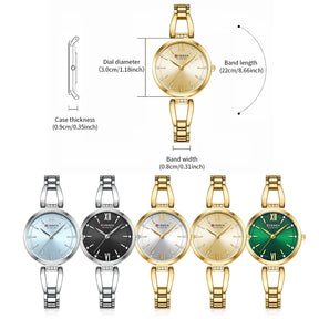 Relógio feminino CURREN de quartz, com strass.