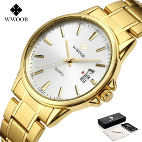 Relógios masculinos WWOOR Fashion, quartz à prova d'água.