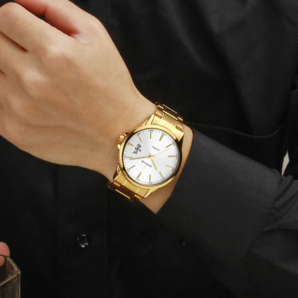 Relógios masculinos WWOOR Fashion, quartz à prova d'água.