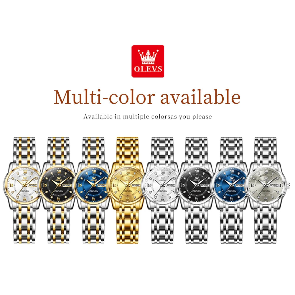 OLEVS Relógio Feminino Quartz dourado à Prova D'água.