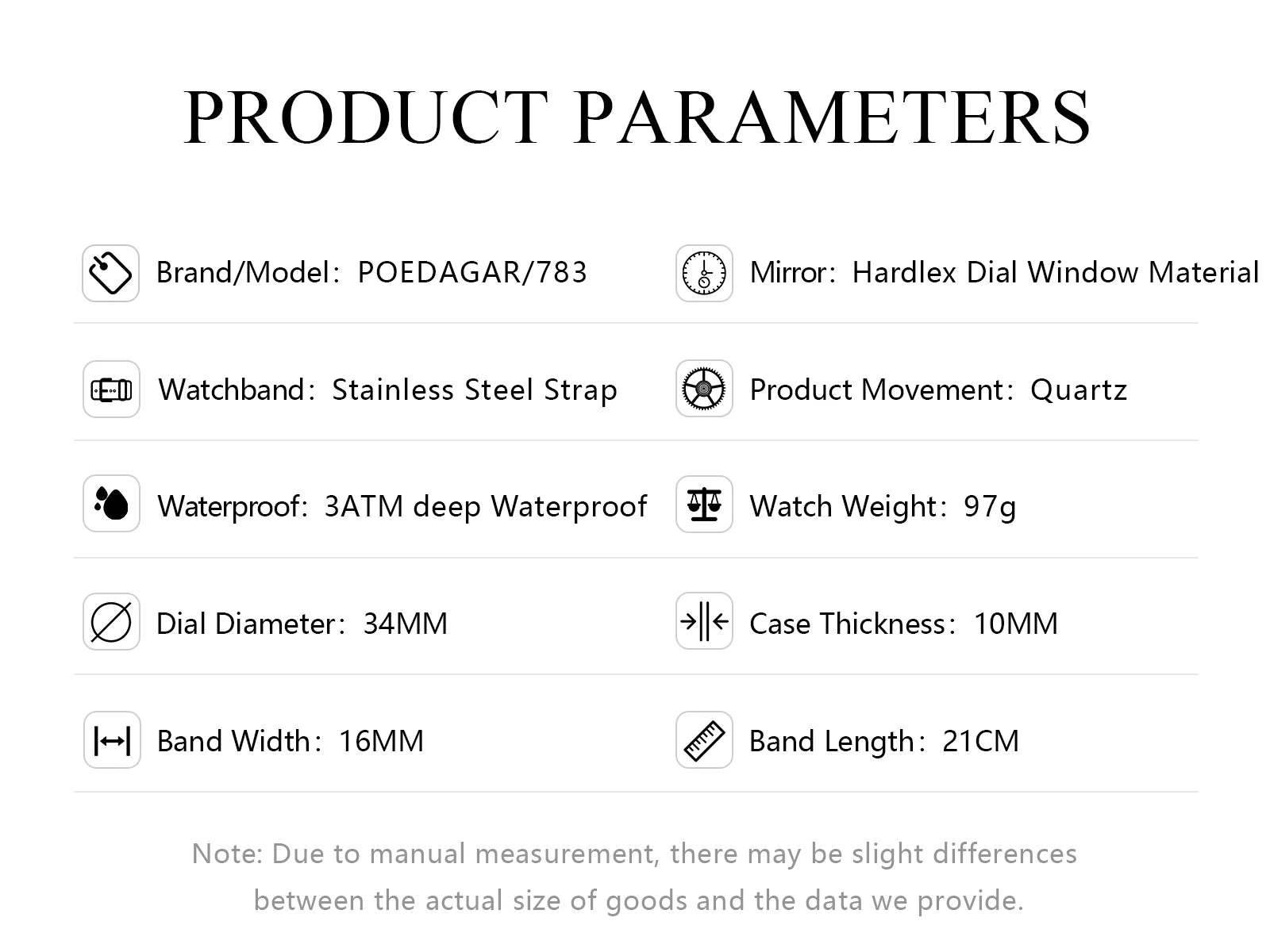 Relógio Poedagar luxo elegante Feminino à prova de água