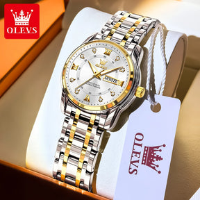 OLEVS Relógio Feminino Quartz dourado à Prova D'água.