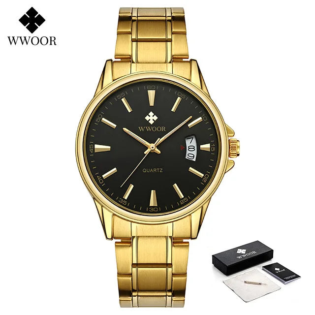 Relógios masculinos WWOOR Fashion, quartz à prova d'água.