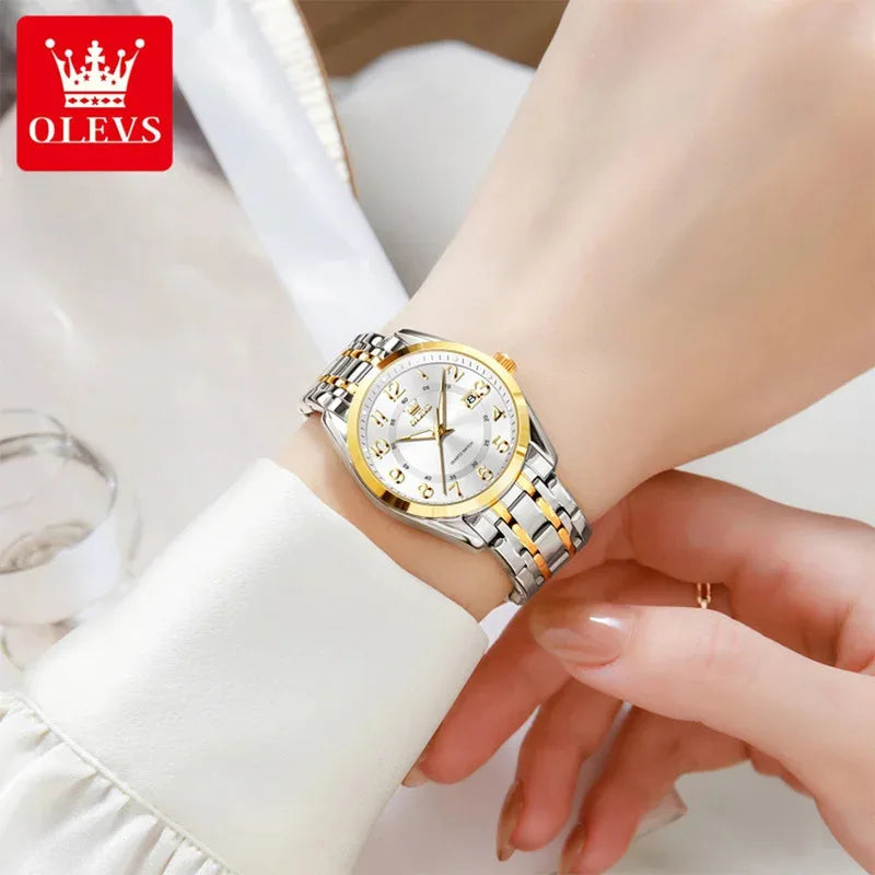 Relógio feminino de quartz  OLEVS, à prova d'água.