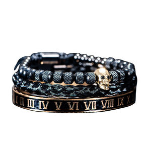 Bracelete caveira banhado a rodio negro