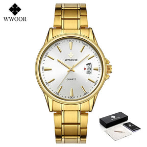 Relógios masculinos WWOOR Fashion, quartz à prova d'água.